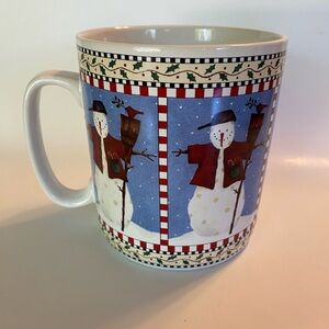 Vintage 1997 Sakura Debbie Mumm Snowman Jumbo Mug 24oz XL Stoneware Soup Cup
